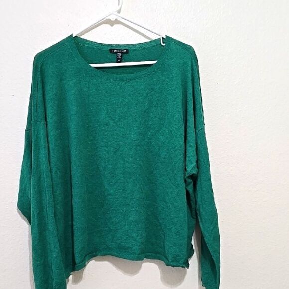 Eileen Fisher Women's Green Ovetsized, Boxy Top L - Picture 1 of 8